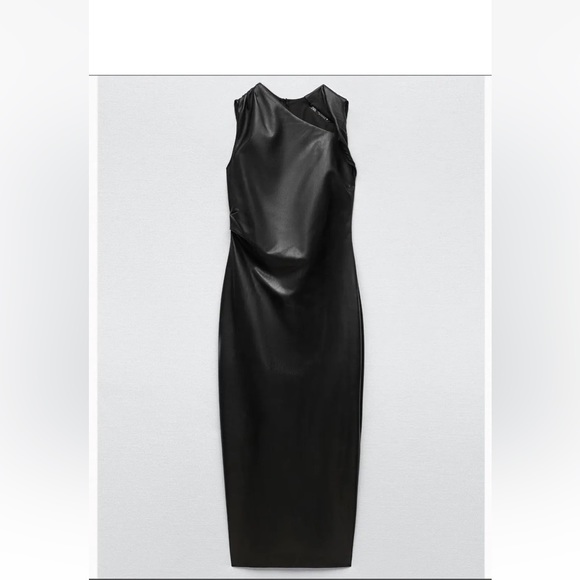 ZARA NEW WOMAN FW22 FAUX LEATHER MIDI DRESS_S-L - Picture 4 of 5